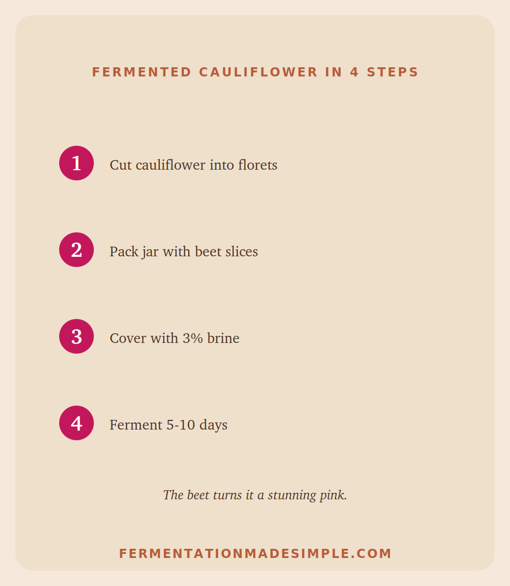 Fermented cauliflower in 4 steps