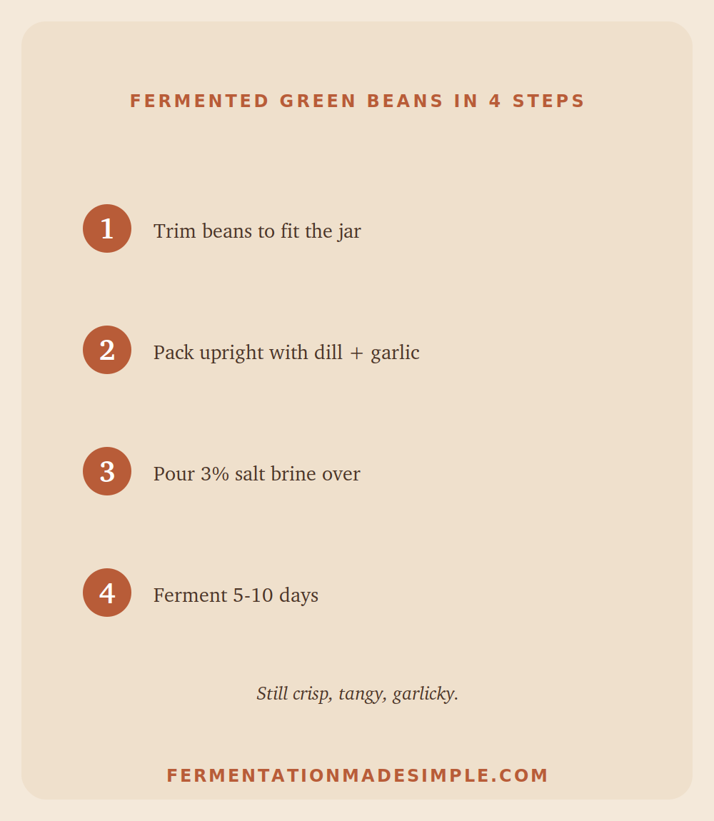 Fermented green beans in 4 steps