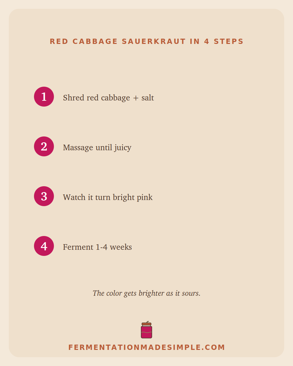 Red cabbage sauerkraut in 4 steps